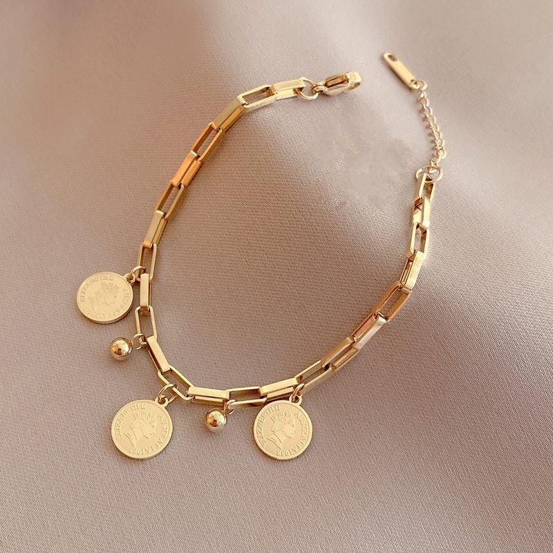 Stainless Steel Portrait Coin Pendant Bracelet For Women 2021 Trendy Party Fashion Gifts charm bracelet wholesale