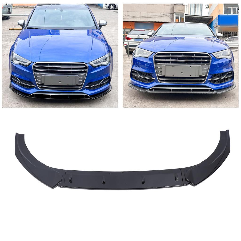 Front Bumper Lip Spoiler Racing   3 Section Type Car Front Bumper Lip Body Kit for S‑Line 8V Pre‑facelift 2013 to 2016