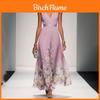 Summer Sexy V Neck Floral Chiffon Dress With Tie Waist For Casual And Party Wear