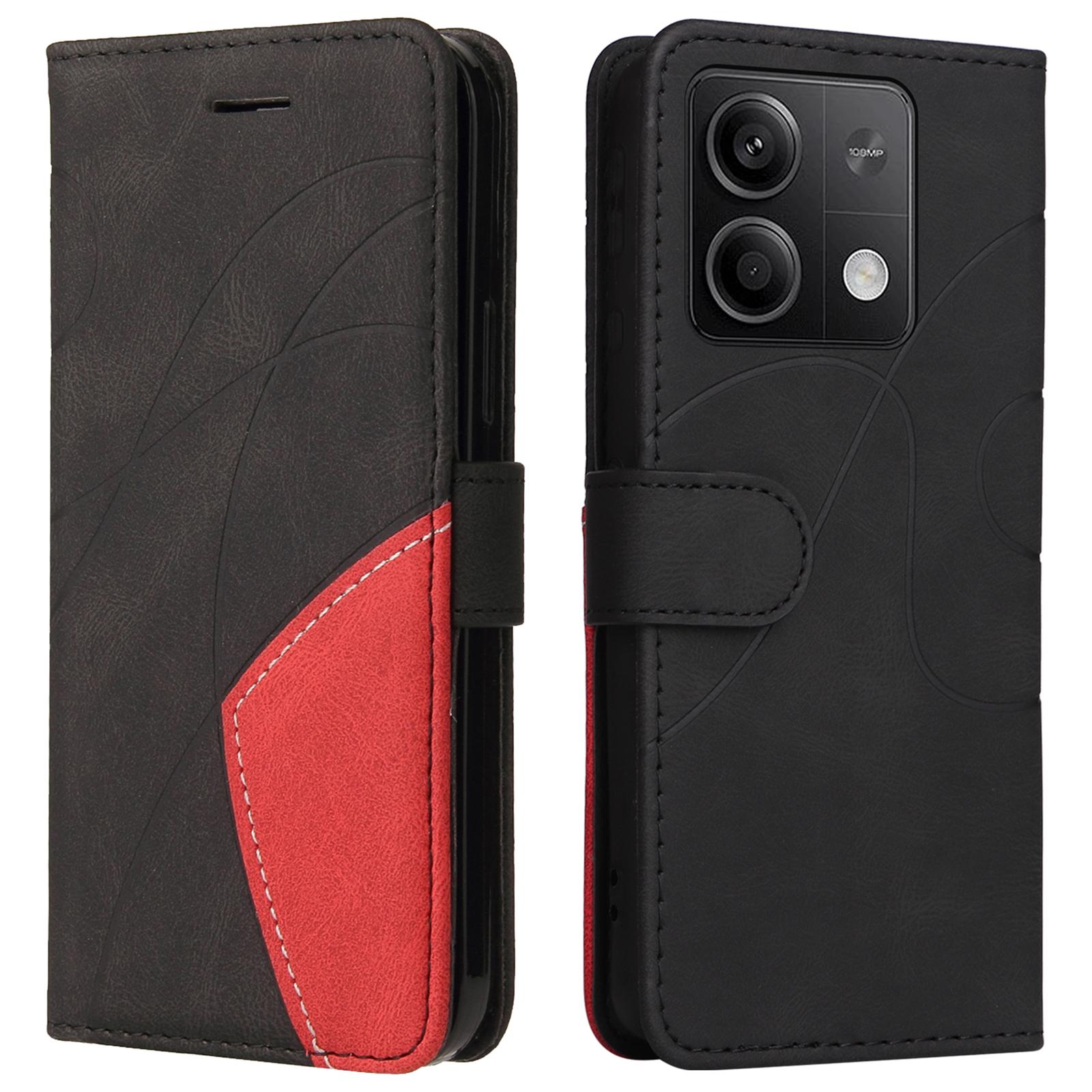 

For Xiaomi Redmi Note 13 5G Leather Case Wallet Stand Color Splicing Phone Cover E