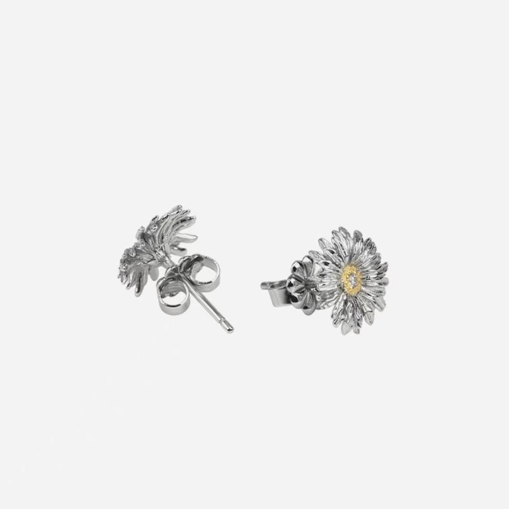 Vintage Sunflower Daisy Stud Earrings - High-End Floral Micro-Paved Light Luxury Design