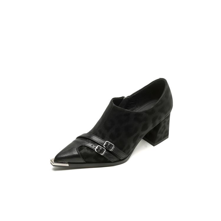 

Fashion New Spring Genuine Leather Women Pumps Shoes for Women Fashion Leopard Print Buckle Pointed Toe Loafers Shoes Women High Heels 39 чёрный