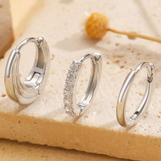 3 Paires de Boucles d'Oreilles Créoles Rondes Boucles d'Oreilles Mode Classiques avec Fermoir à Ressort Bijoux Polyvalents Empilables pour Femmes