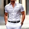 19 Farben Neues Herrenmode Geometrischer Linienprint Kurzarmhemd Urbaner Lässiger Stil Schmaler Reverskragen Hemd Bequemer Stoff