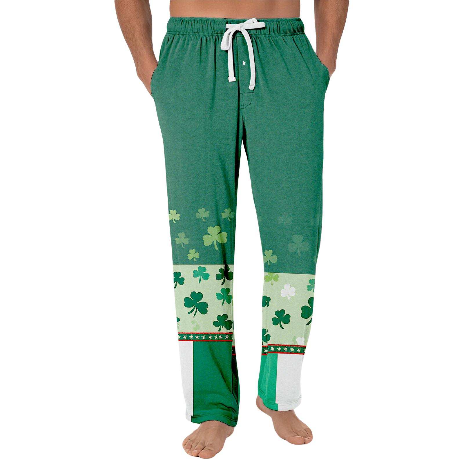 

Смугасті піжамні штани Одяг для сну Повсякденні штани на кулісці з еластичною талією Зручні прямі Штани для йоги Вільні S зелений