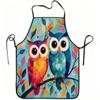 1pc Colorful Owl Couple Art Print Apron, Durable And Easy To Clean, Adjustable Waistband, Polyester Material, for Kitchen Cooking, Gardening, Orchard 