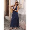 New Polka Dot Halter V Neck Sexy Retro Vacation Style Long Dress for Crossborder Women