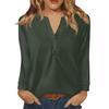 Women's T Shirt Solid Color Button Long Sleeve Daily Weekend Fashion Basic V- Neck Regular Top