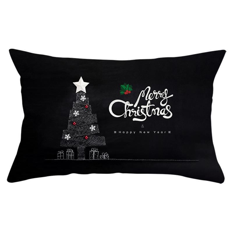 Nowa Świąteczna Poszewka na Poduszkę Lędźwiową z Mikrofibry Brzoskwiniowej Seria Czarna Poszewka z Nadrukiem Płatków Śniegu