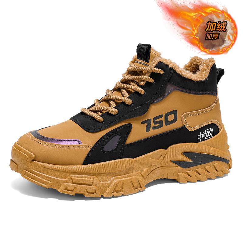 Herenschoenen winter nieuw fluweel warm hoge top casual verhogend antislip Martin boots bergbeklimmen dikke zool slijtvaste schoenen