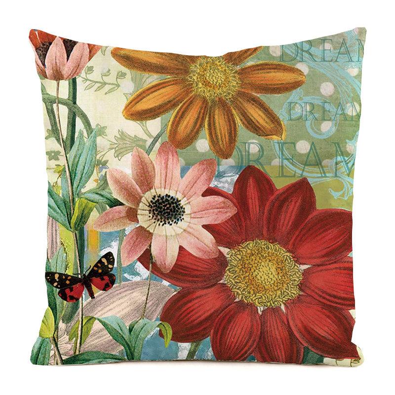 Heimdeko Bunte Blumen- und Schmetterlingsdruck Kissenbezüge Muster Kissenbezug Geeignet für Sofa Schlafzimmer Auto Kissenbezug