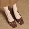Scarpe da Donna Singole in Pelle Scamosciata Nuove Primavera 2025, Punta Quadrata e Scollatura Bassa