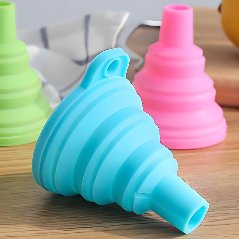 Kitchen Silicone Collapsible Funnel Set Of 10 Foldable-Cooking-Food-Grade For Filling Bottles Perfume Capsules Fry Oil Filter