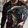 2025 Bully Eagle Printed Long Sleeve Tops Animal Men's Tops Casual Loose Round Neck Long Sleeve Tops Peplum Long Sleeve Clothing