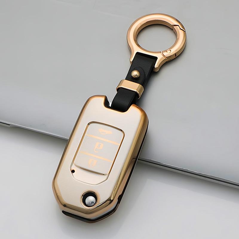 Flowing Sand Champagne Gold Car Key Cover for 2-3 Button Honda Vezel, XRV, CR-V, Spirior, Accord.