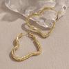 Copper Textured Hollow Heart Spring Hoop Earrings - Golden Sweet Women's Jewelry