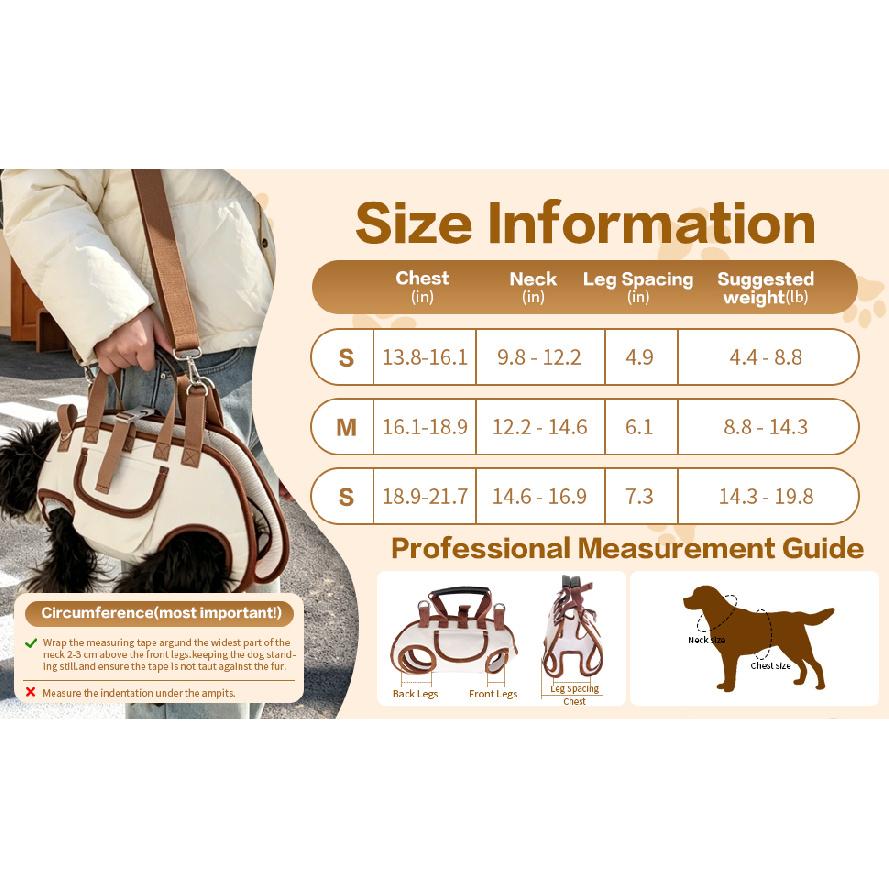 Hands Free Dog Backpack Carrier for Small Dogs, Breathable Pet Carrier with Adjustable Straps,Portable Shoulder Carrier Sling