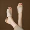 Fashion 2025 Summer Women Shoes Peep Toe Women Sandals Genuine Leather Women Slippers Elegant Gladiator Mules Med Heels Party Shoes