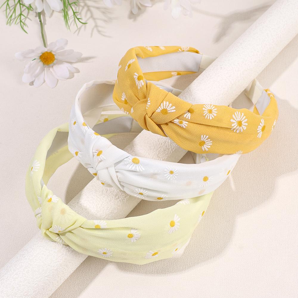3Pcs Trendy Flower Headband Sweet Floral Print Hair Band Knot Hairband Girls Kids Women Wide Head Hoop Daily Diadem Accessories