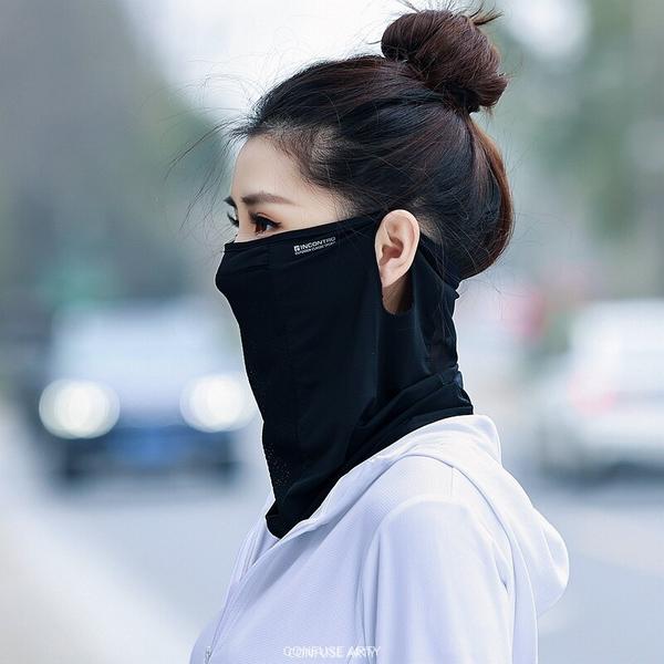 Eis-Seide UV-Sonnenschutz Gesichtsmaske Koreanischer Sommer Sport Radfahren Atmungsaktives Netz Ohrschlaufe Unisex Nackenschutz
