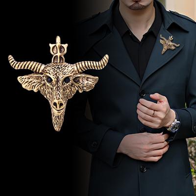 Vintage Metal Animal Cattle Brooch Rhinestone Lapel Pin Suit Coat Badge Brooch Jewelry Luxury Gifts For Men Accessories