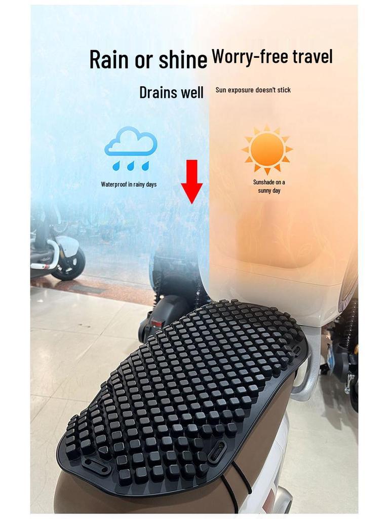 Universal Silicone Motorcycle & Scooter Seat Cover - Breathable, Heat-Resistant, Shock-Absorbing, Summer-Ready.