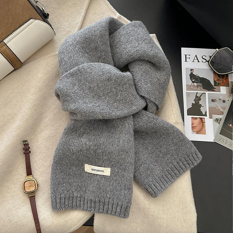 18-color scarf women's winter high-end soft waxy season warm thickened knitted wool couple scarf Korean