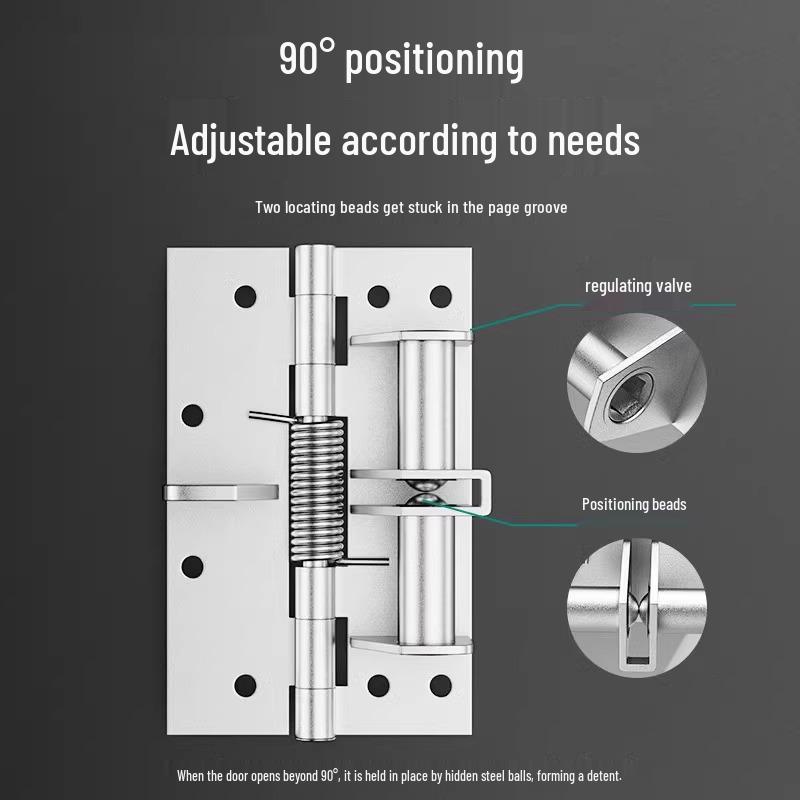 4-Inch Multifunctional Automatic Door Closer with Buffer, Invisible Spring Hinge, 90° Positioning