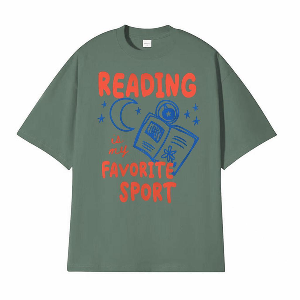 Reading Is My Favorite Sport Funny Graphic T Shirt Unisex Women Fashion High Quality Tshirts Oversized Vintage 100 Cotton TShirt
