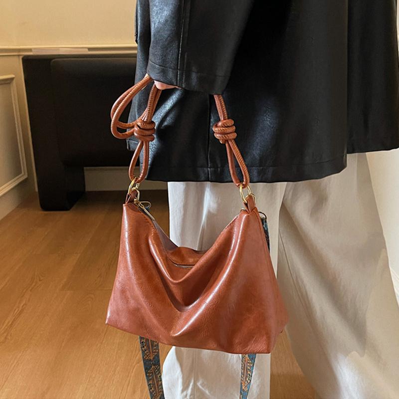 Yogodlns Lässige Modische Damen Schultertasche Einfacher Urbaner Stil PU-Material Große Kapazität Tägliche Kombination Crossbody Boston Tasche