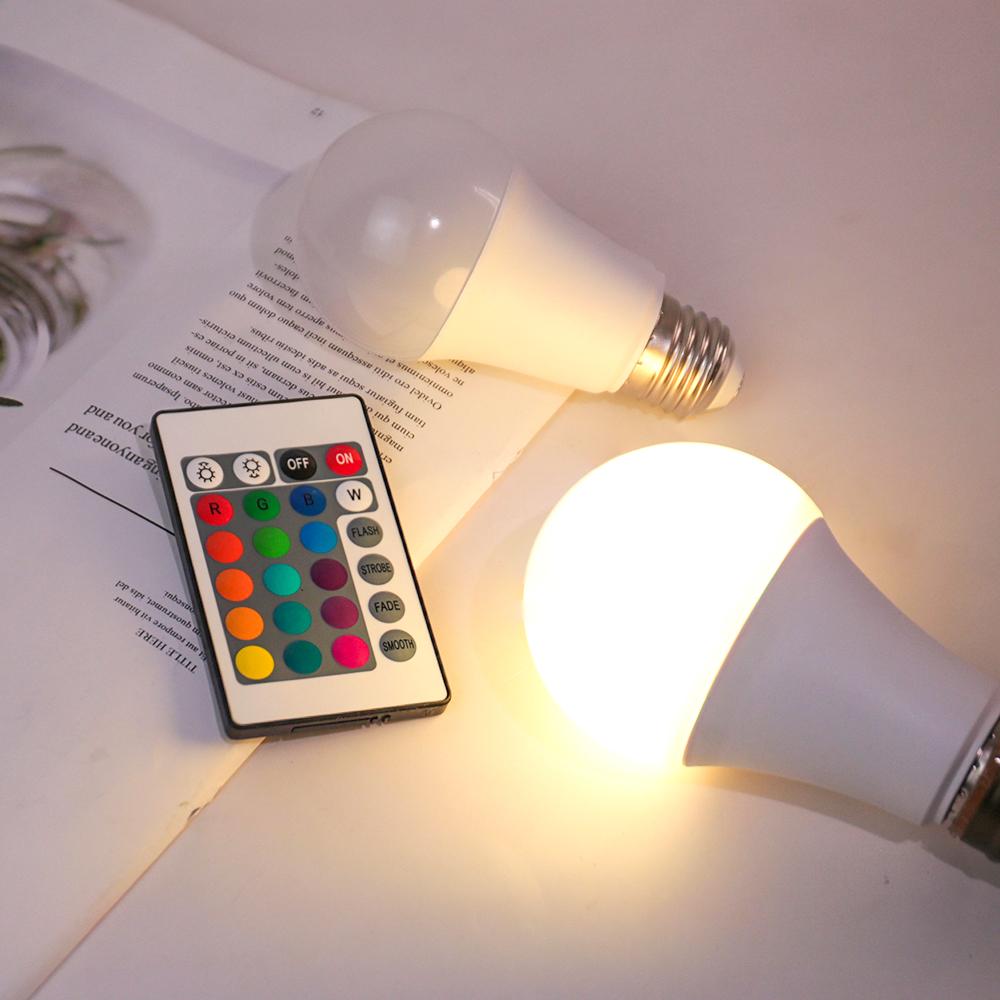 LED Light Bulbs AC 220V E27 RGB Bombillas LED Lamp IR Remote Control Changeable Colorful RGB White Ampoules Spotlight Led Bulb