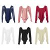 Maillot de Ballet de Manga Larga Body de Gimnasia Elástico Ropa de Baile para Mujeres Adultas Maillots de Bailarina