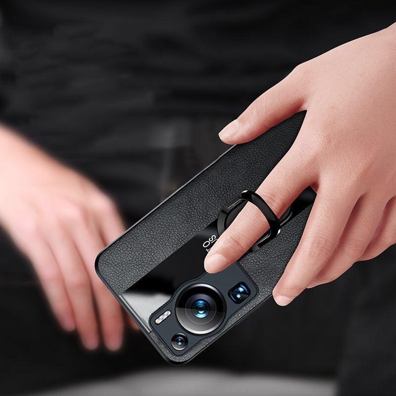Magnetic Holder Case For Huawei P60 Pro Case Luxury PU Leather Cover For Huawei P60 P60Pro P 60 Art Ring Capa Shockproof Bumper