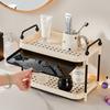 Multifunksjonelt Koppoppbevaringsstativ 2 Nivå Kaffe Te Kopp Tørkeorganisator for Kjøkken Bad Benkeplate med Dreneringsbrett Hylle