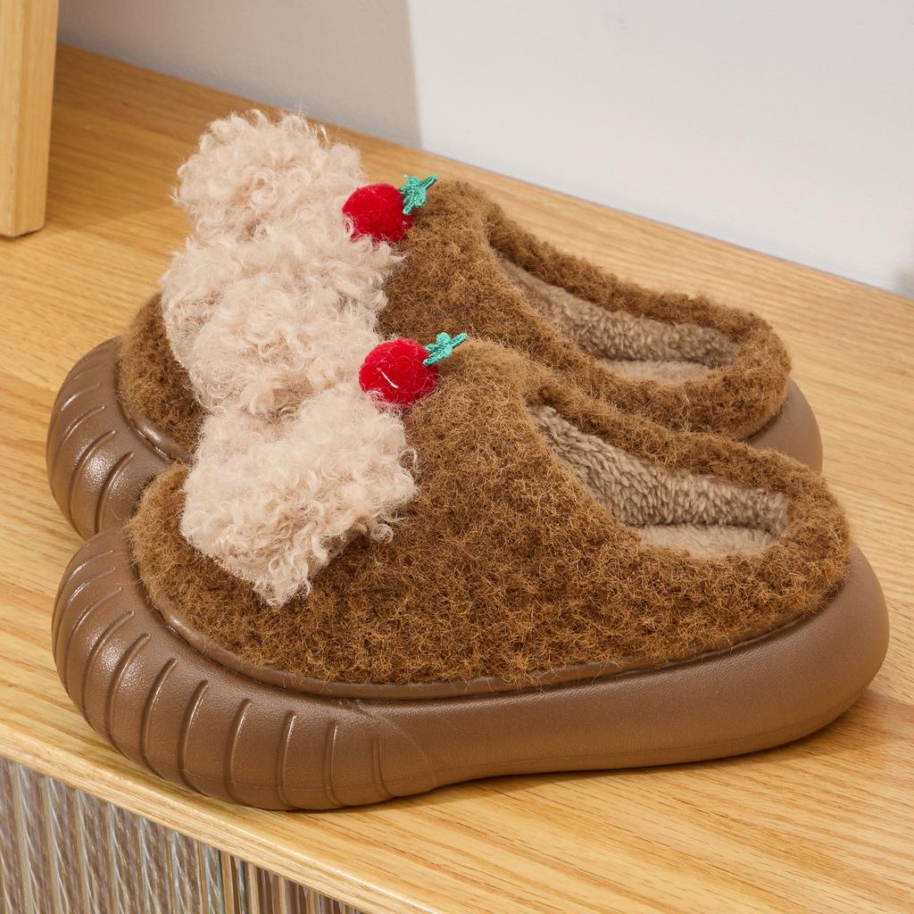 Winter Cute Children Home Slippers Plush Warm Thick Bottom Slides Cartoon Comfortable Non-Slip Slippers Indoor Outdoor Men Casual Slippers
