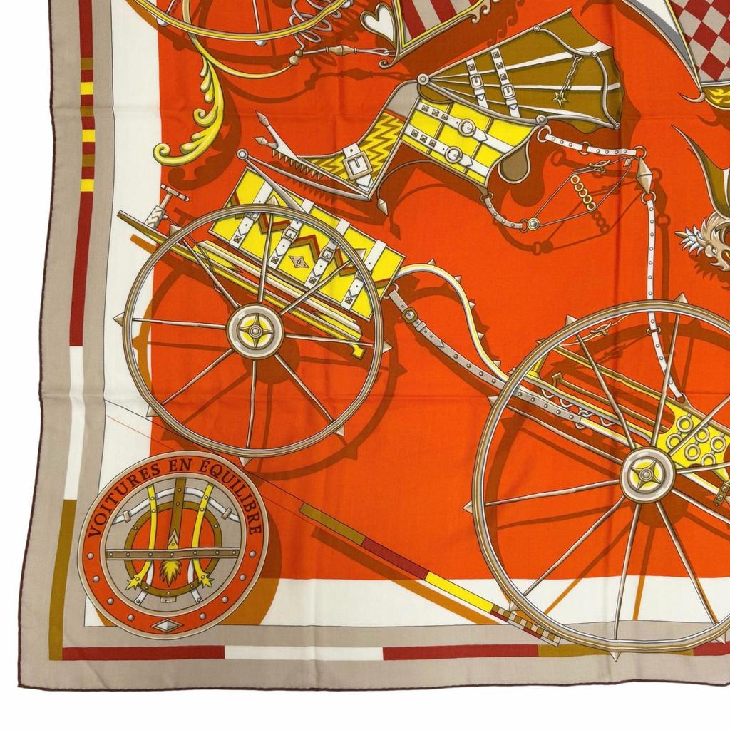 Pristine HERMES scarf Carriages in elaborate designs cashmere Women Used