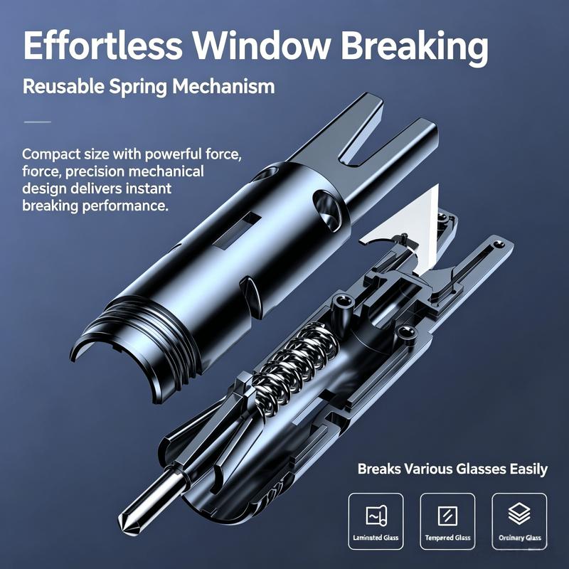 New 2-in-1 Car Safety Hammer Emergency Window Breaker Seat Belt Cutter Escape Rescue Tool Compact Glass Shatter Device Accessory