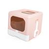 Portable Foldable Cat Litter Box Large   Enclosed Cat Potty Toilet Front Entry Top Exit with Lid Litter Scoop