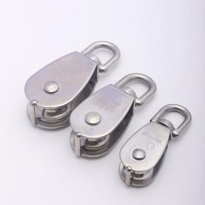 M15/20/25 Stainless Steel Single Double Groove Pulley Heavy Duty Steel Traction Wheel Swivel Lifting Rope Pulley Block Tool