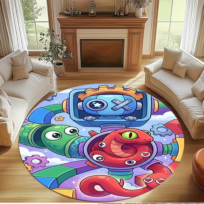 Game Rainbow Friends Print Round Rug, Washable Floor Carpet, For Entryway Dorm Laundry Room Office Study, Home Decor Birthday Christmas Gift