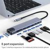 8 In 1 USB C Hub Type C To 4K HDTV Adapter with RJ45 SD/TF Card Reader Fast Charger for MacBook Notebook Windows Laptop Computer