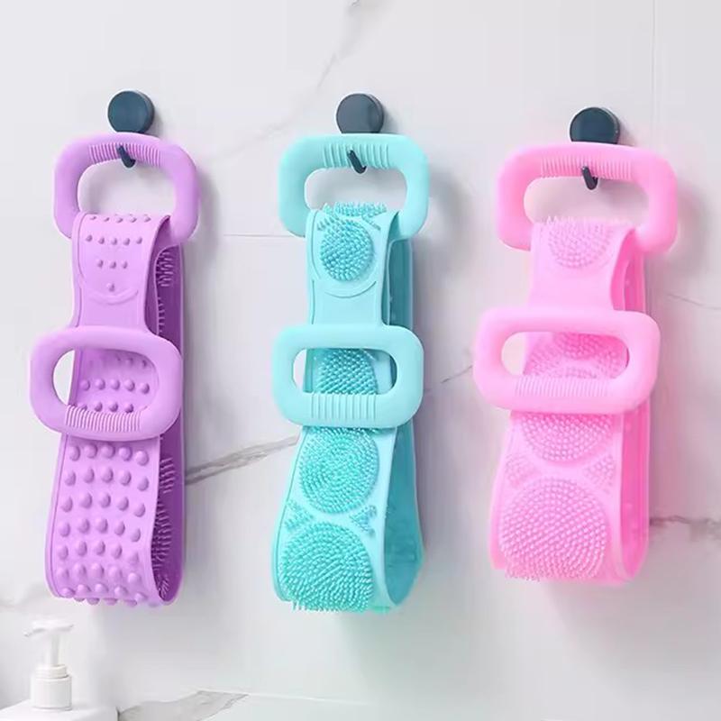 Silicone Back Scrubber Soft Loofah Bath Towel Bath Belt Body Exfoliating Massage For Shower Body Cleaning Bathroom Shower Strap