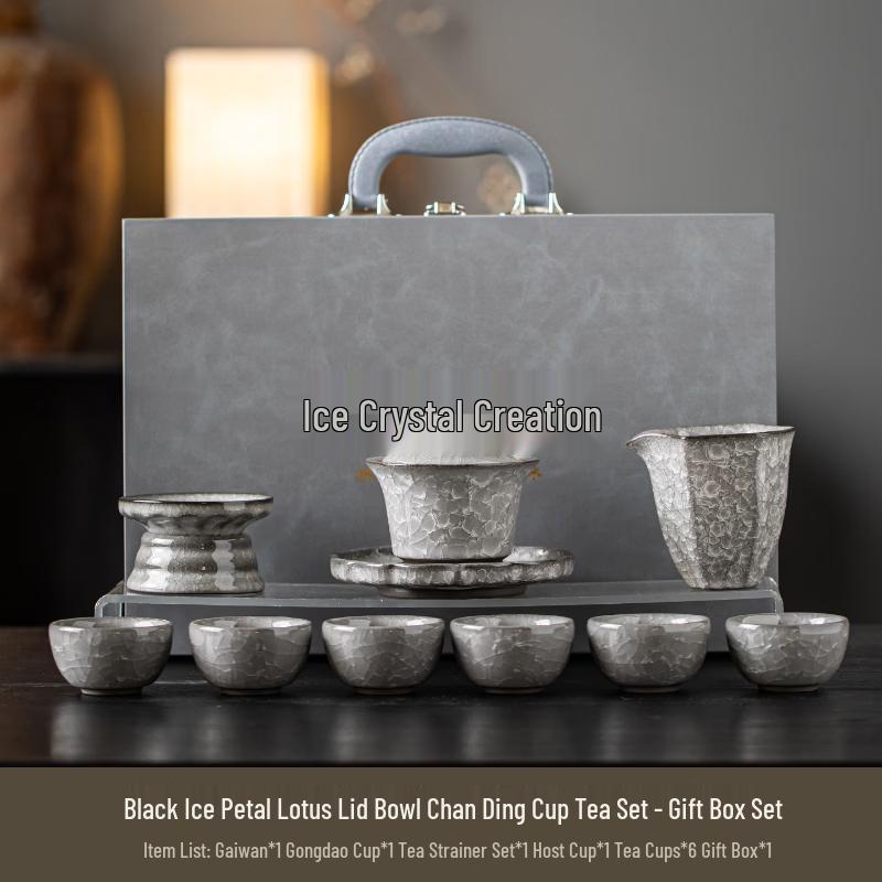 Ice Crystal Crackle Ceramic Tea Set