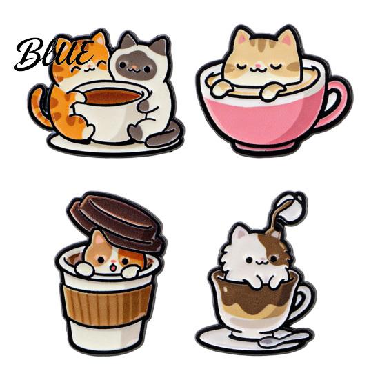 Coffee Cat Pin Cartoon Cup Brooch Kitten Enamle Lapel Pin Animal Zinc Alloy Brooch Theme Badge Clothing Accessories for Lovers