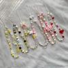 Bowknot Phone Lanyard Short Female Cute Peach Heart Colored Beaded Phone Shell Pendant Accessories Package Decoration