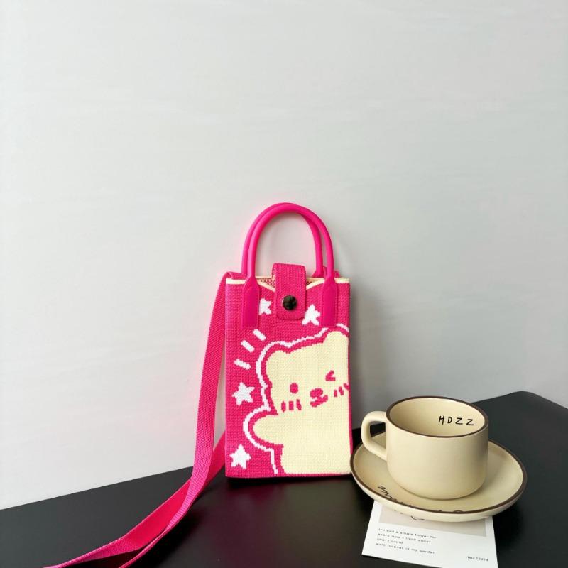 Premium Sense Ns Mobile Phone Bag New Cartoon Knitted Bag Dopamine Niche Versatile Messenger Shoulder Bag Handbag