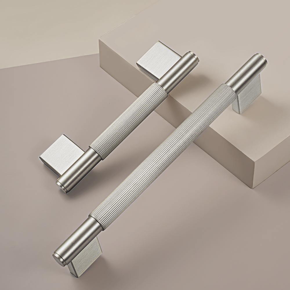 Dooroom Solid Brass Straight Grain Pattern Black Modern Style Cabinet Refrigerator Door Pull Drawer Knobs Hardware Handles