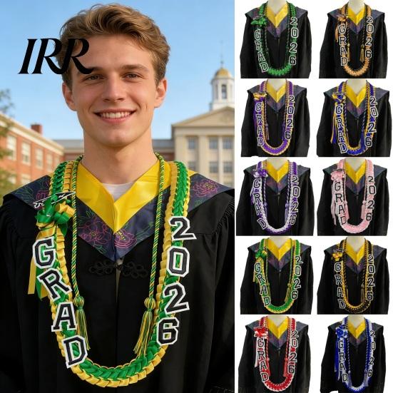 2026 Graduate Cord Graduation Leis And Honor Set Handmade 4-Braided Ribbon Lei Modern Party Necklace for Class of High School College Decor