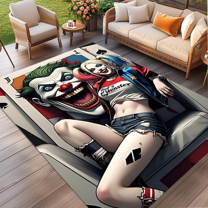 Harley Quinn Joker Print Rug, Washable Floor Carpet, For Entryway Dorm Laundry Room Office Study, Home Decor Birthday Christmas Gift