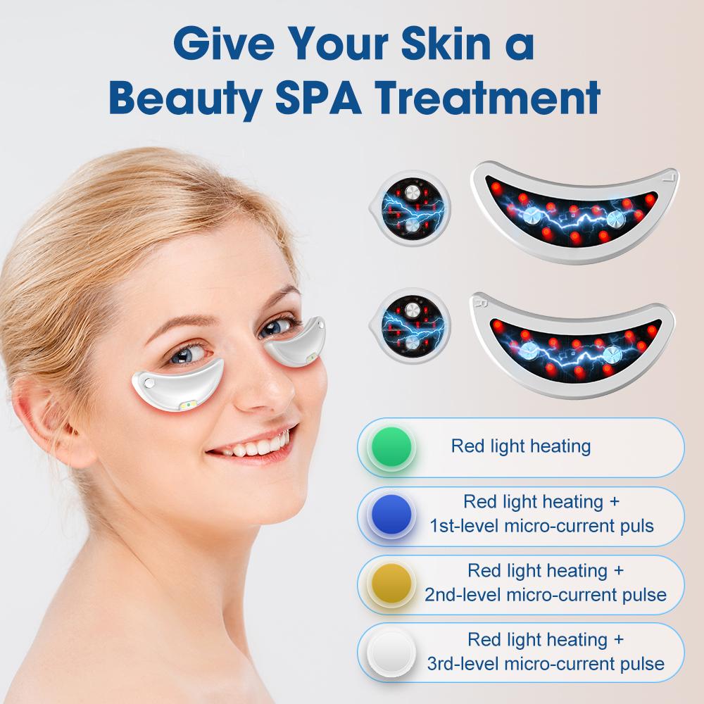 2 in 1 Red Light Facial Eye Beauty Massager With Gel Patch For Treatment Under Eye Wrinkle Heating Reduce Eye Bags Fine Lines